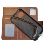 brun 2 i 1 læder pung cover Iphone 12 / 12 Pro Mobil tilbehør
